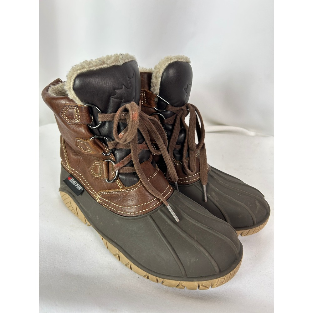 Baffin Yellowknife Brown Leather Waterproof Winter Duck Boots Snow Hiking Size 8